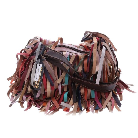 Colorful leather fringed handbag NWT - Picture 2 of 3